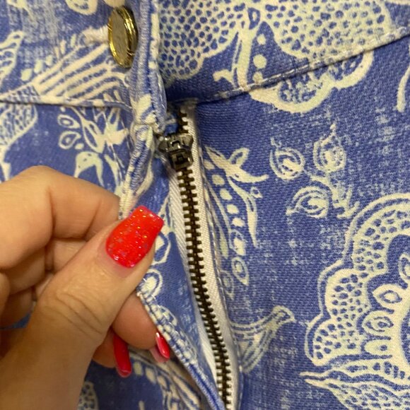 J. McLaughlin Lexi Blue White Mini Buenavista Jean Size 8 - Picture 4 of 10